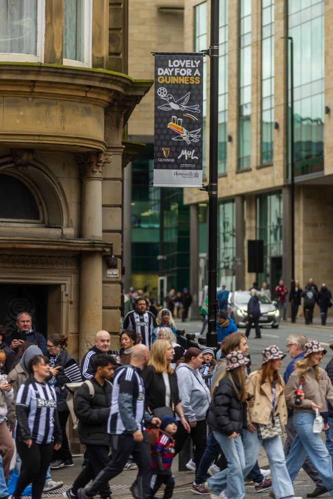 Bay Media Lamppost Banners Amplify NUFC Win and Guinness Partnership in Newcastle