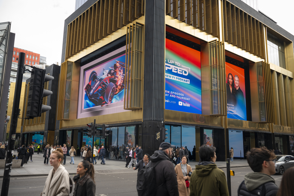   Global fuels F1 podcast Up To Speed with  dynamic 3D outdoor campaign