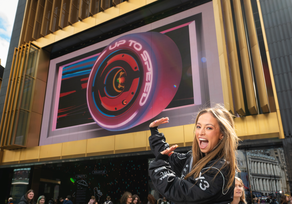   Global fuels F1 podcast Up To Speed with  dynamic 3D outdoor campaign