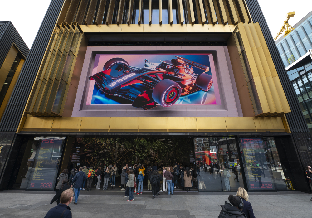   Global fuels F1 podcast Up To Speed with  dynamic 3D outdoor campaign